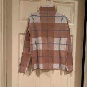 Rachel Zoe Plaid Sweater in Tan and White